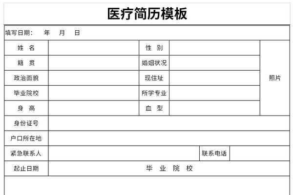 医疗简历模板