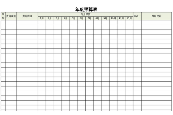 年度预算表截图