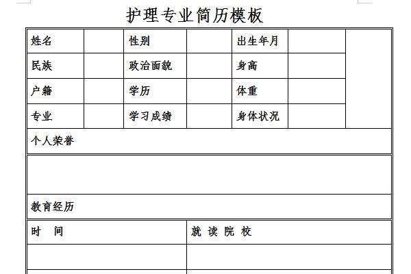 护理简历模板