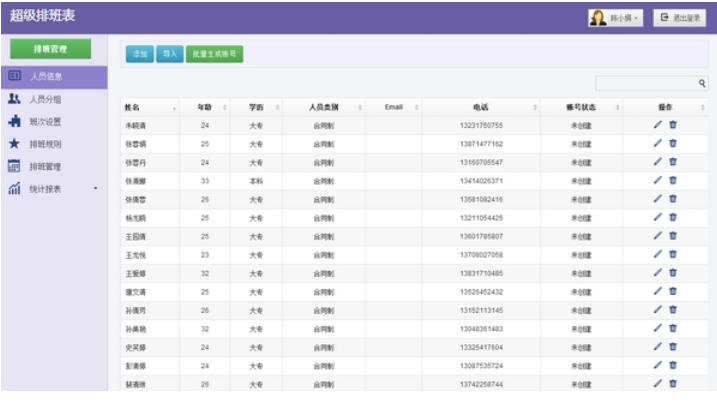 超级排班表截图